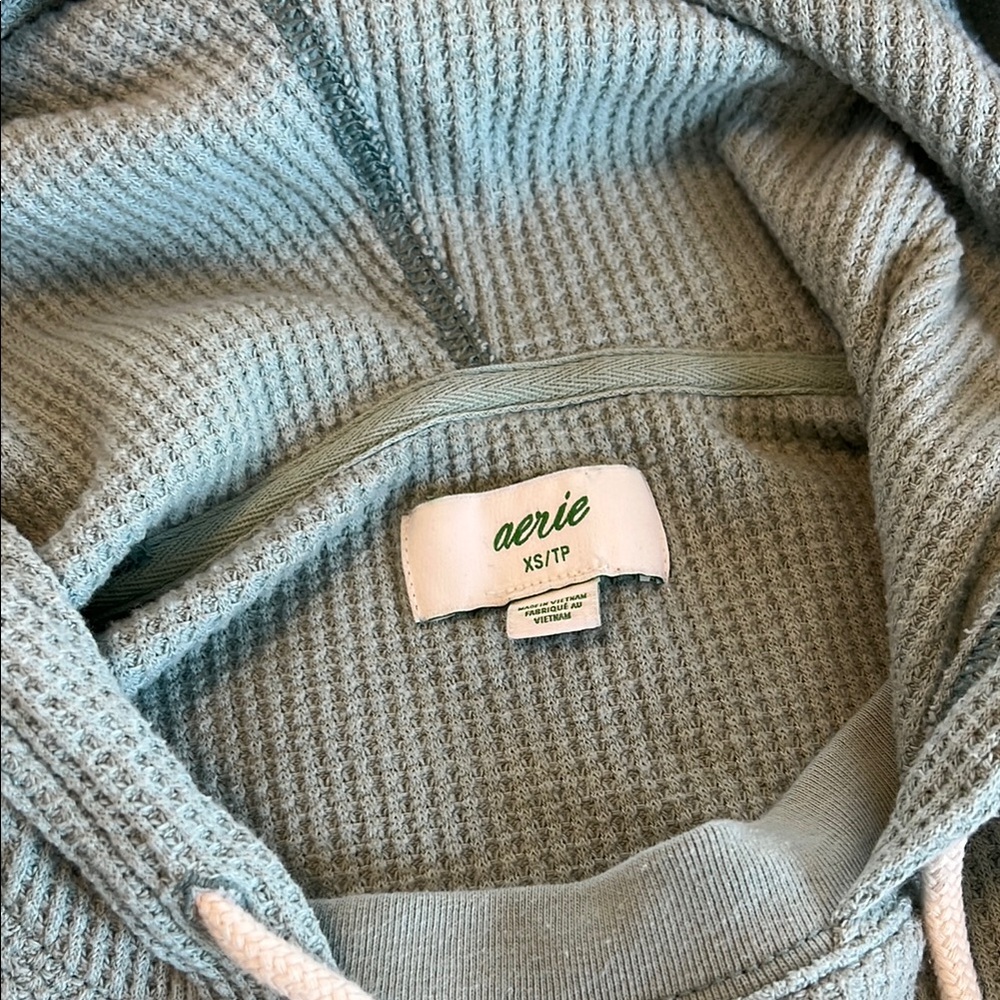 Oversized Aerie mint green Waffle Knit Hoodie - Picture 2 of 4
